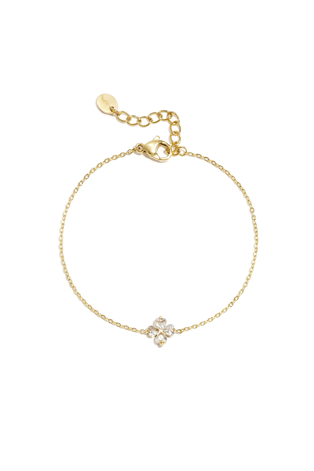 Lucky Bracelet armband met klaver zirconia goud – NOLAH