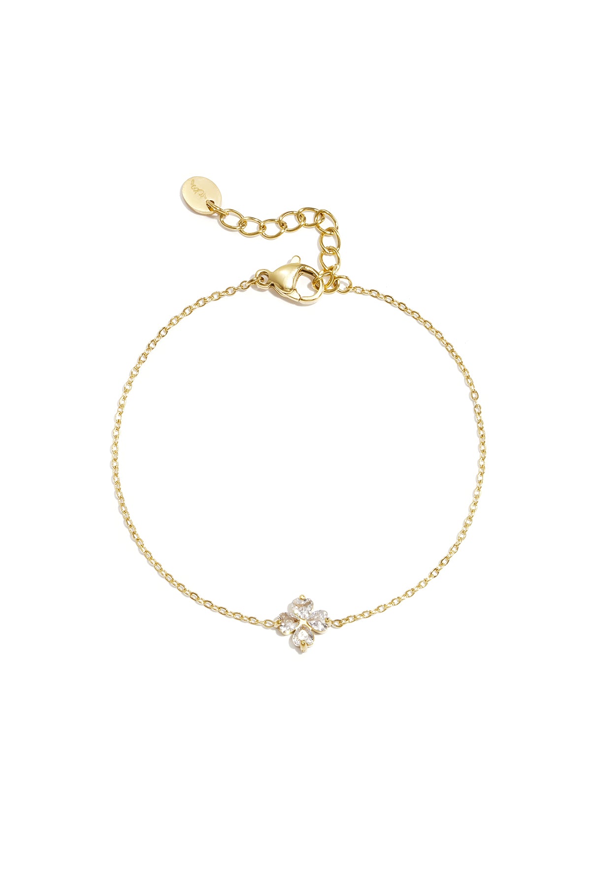 Lucky Bracelet armband met klaver zirconia goud – NOLAH