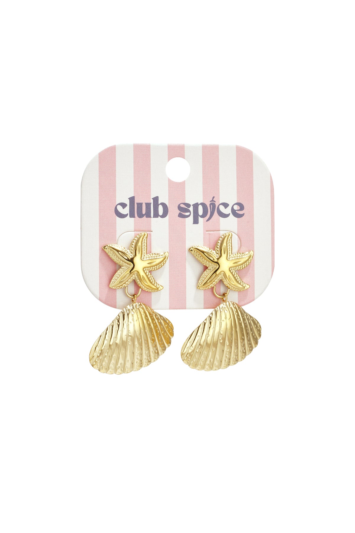 Beach Drops oorbellen zeester en schelp goud – NOLAH