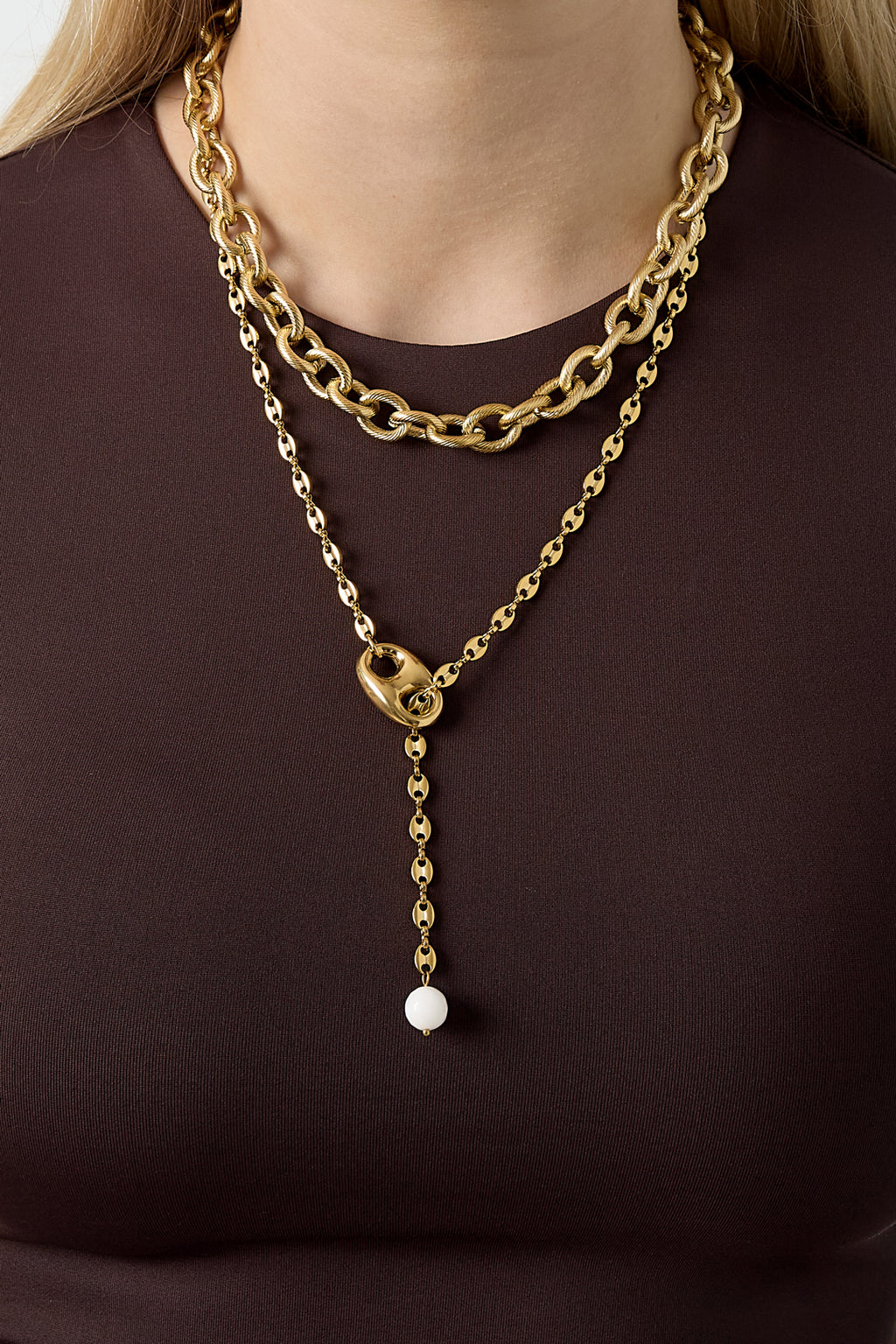 Mixed Chain gecombineerde schakelketting zilveren kleur – NOLAH
