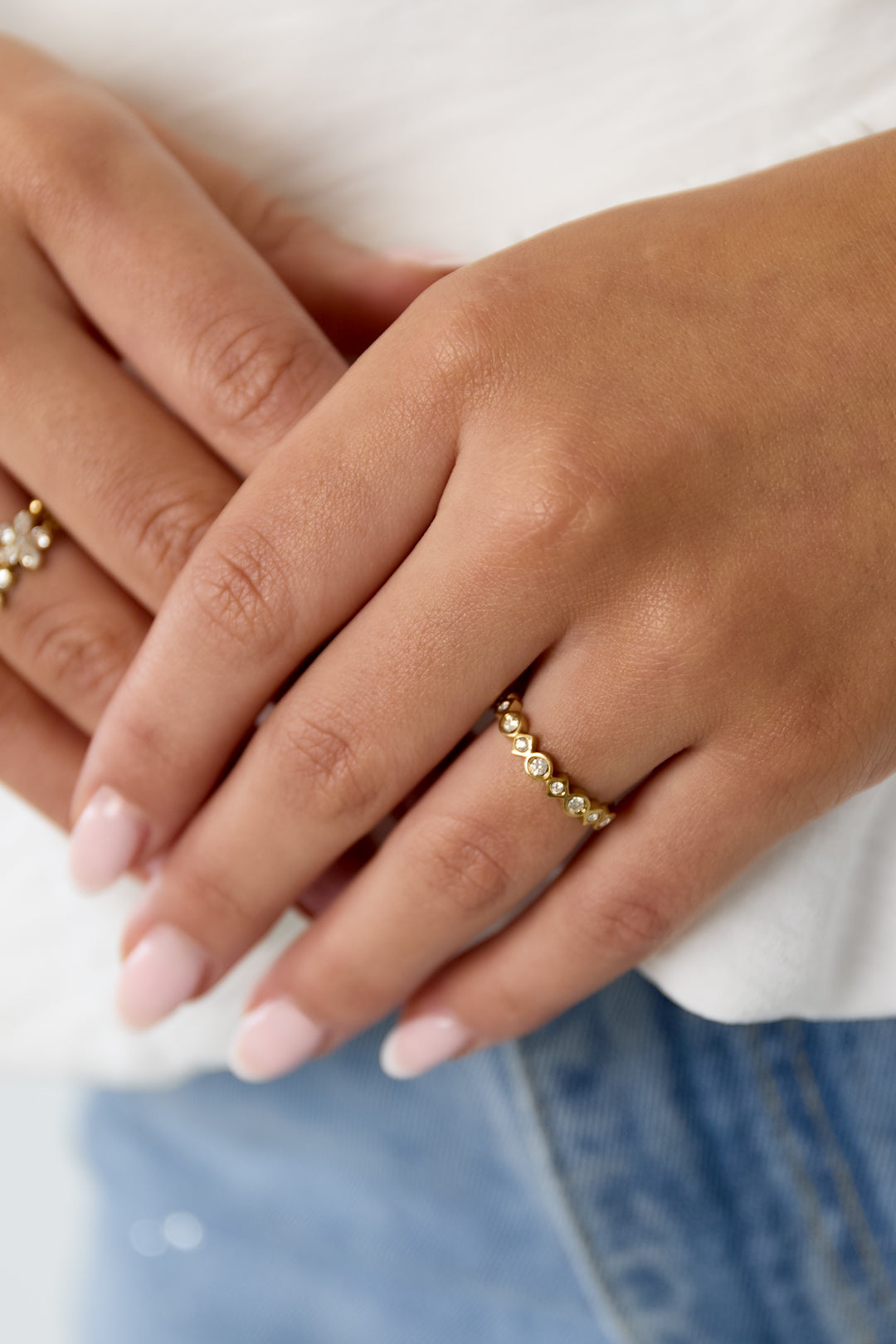 Mosaic Ring met verschillende vormen en steentjes zilveren kleur – NOLAH