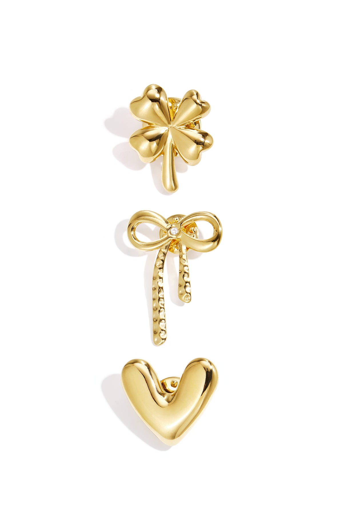 Lucky Heart hart broche met klaver detail goud – NOLAH