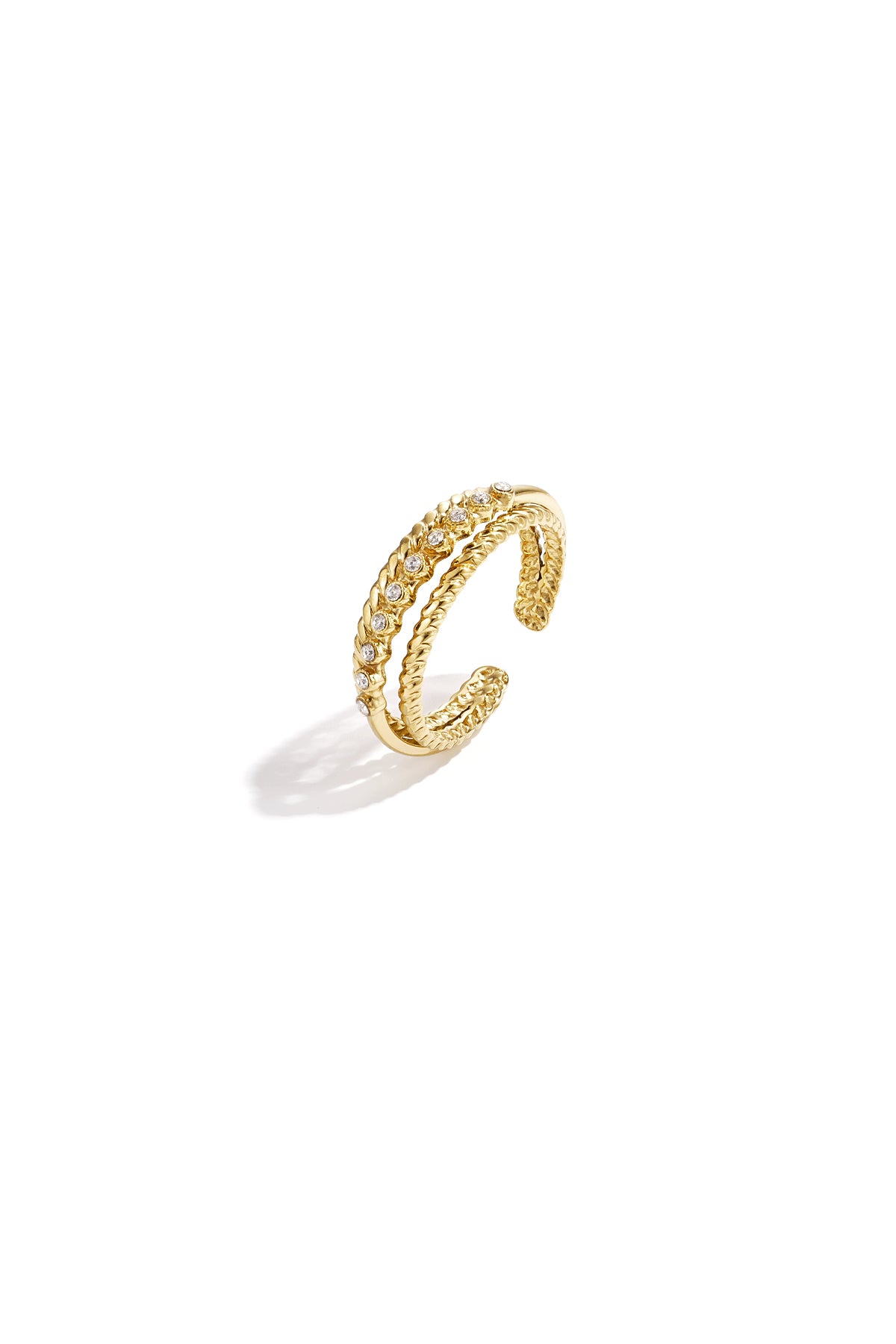 Twin Sparkle dubbele ring met steentjes Goudkleur – NOLAH