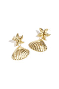 Beach Drops oorbellen zeester en schelp goud – NOLAH