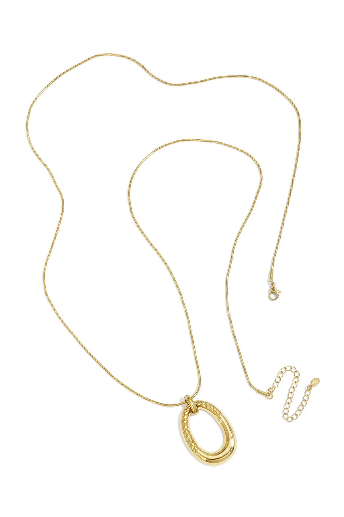 Stripe Drop lange ketting ovale gestreepte hanger – NOLAH