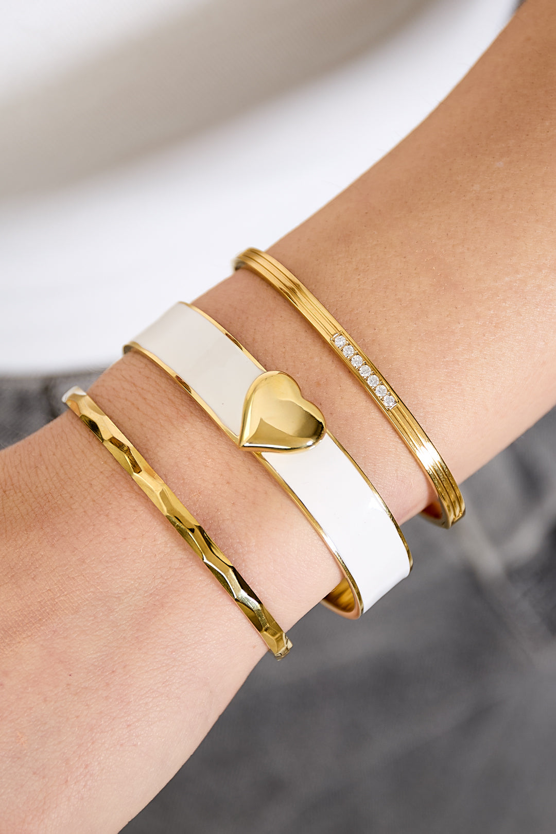 Heart Band armband 1,3 cm met hart Roze – NOLAH