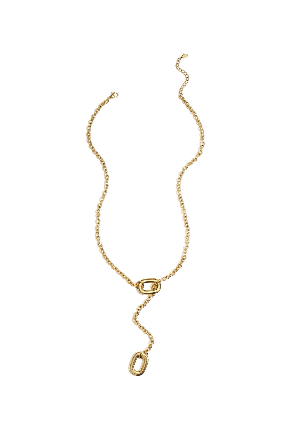 Y-Charm Y-vormige ketting met ovale hangers goud – NOLAH