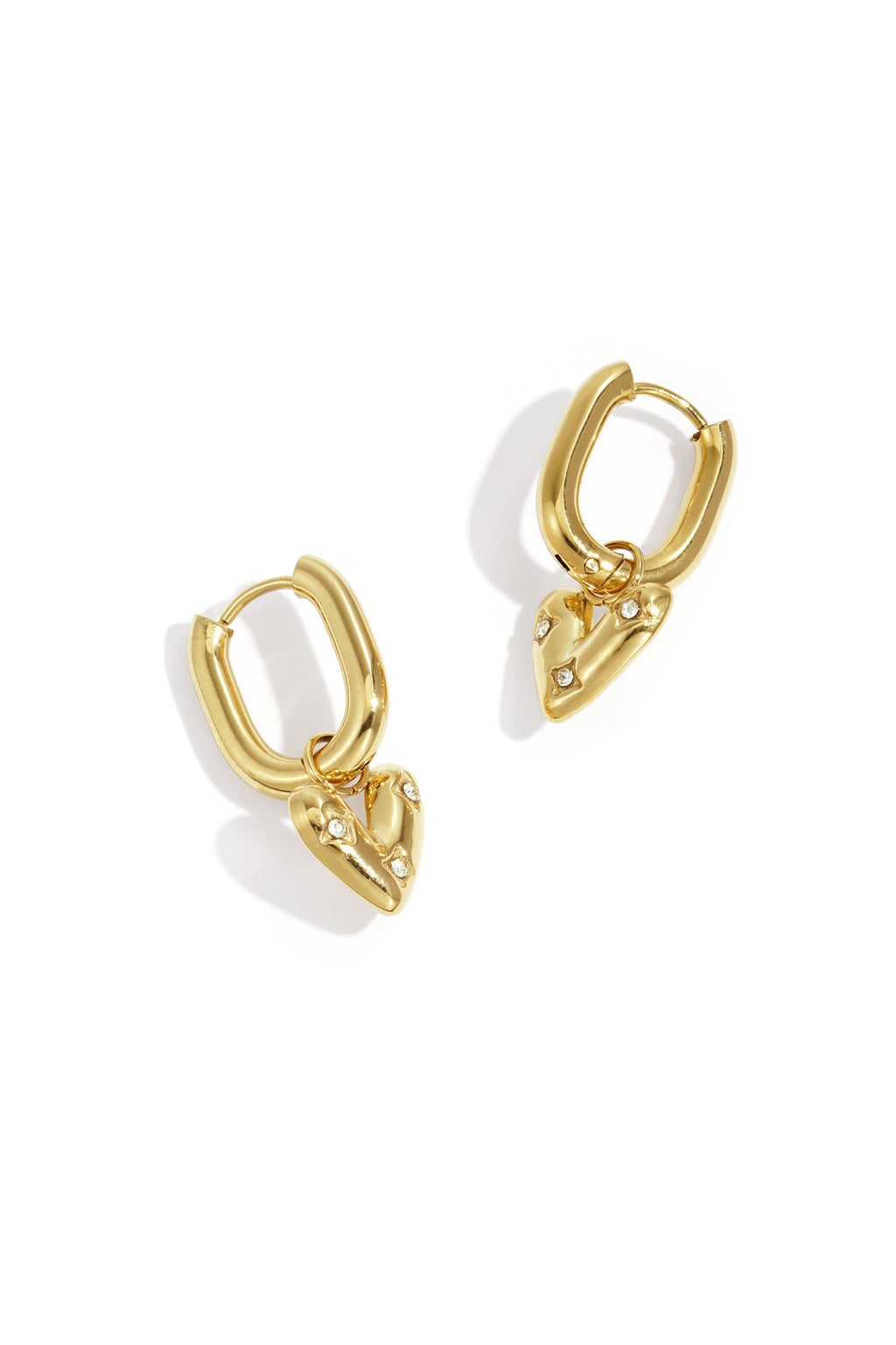 Heart Drops oorbellen druppel hart strass goud – NOLAH