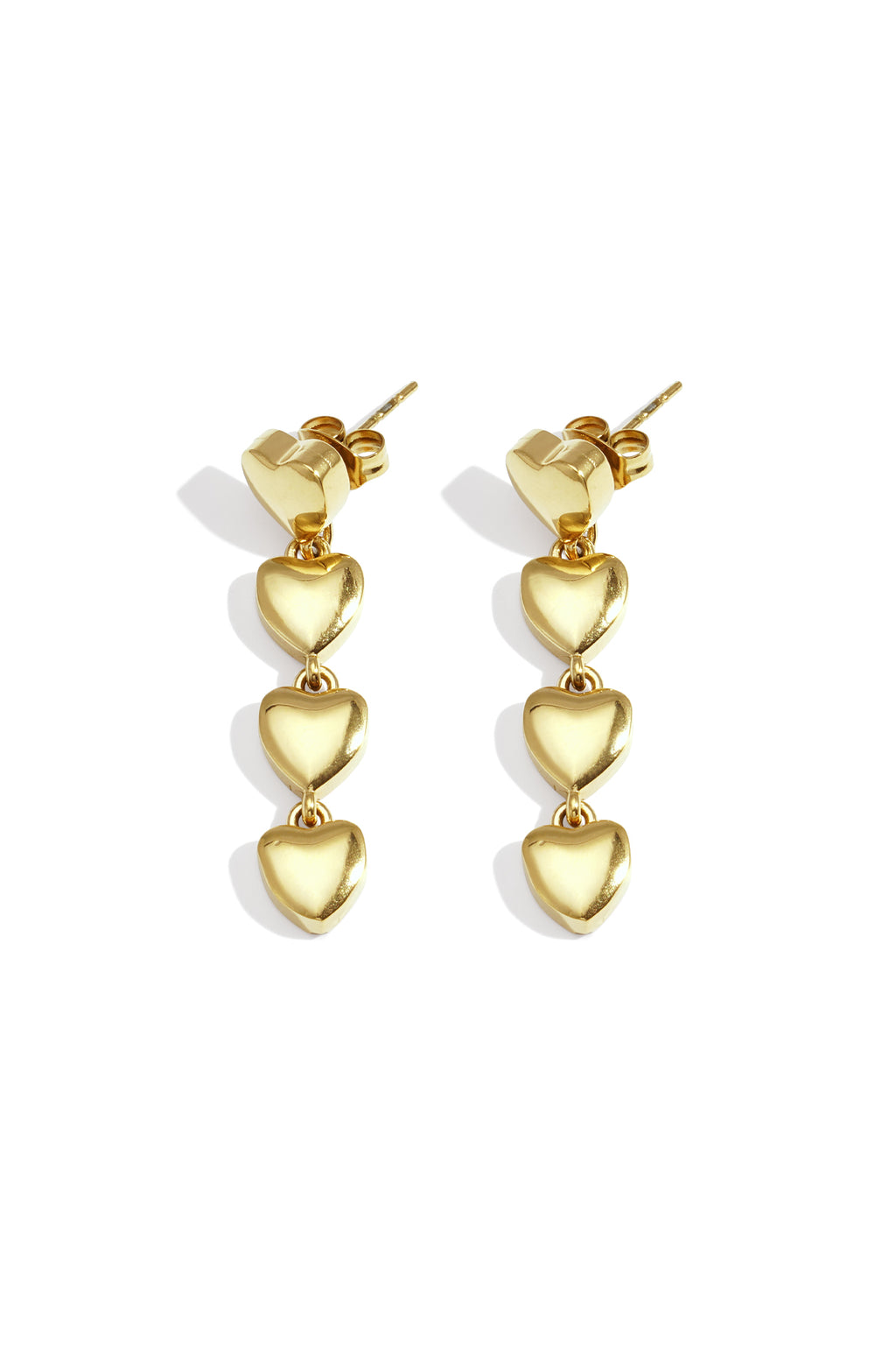 Heart Row oorbellen rij hartjes Goudkleur – NOLAH