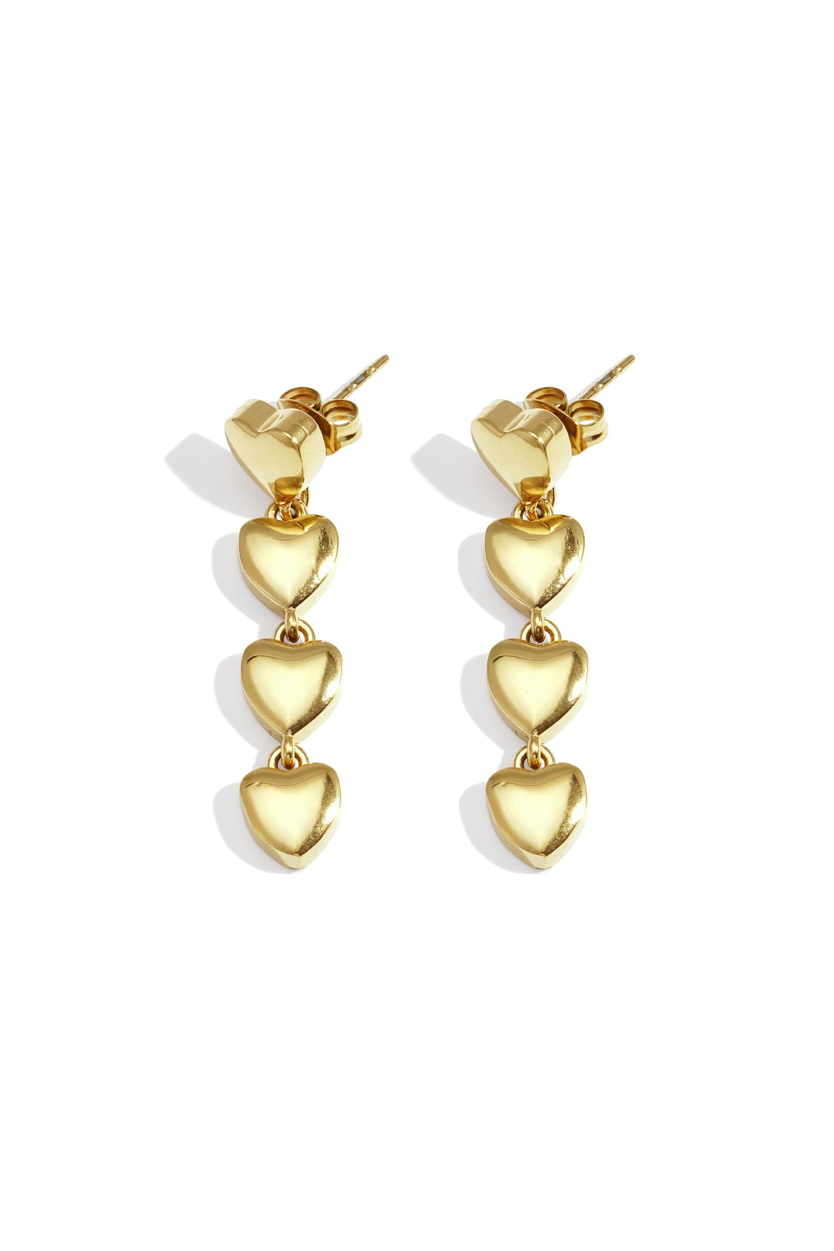 Heart Row oorbellen rij hartjes Goudkleur – NOLAH